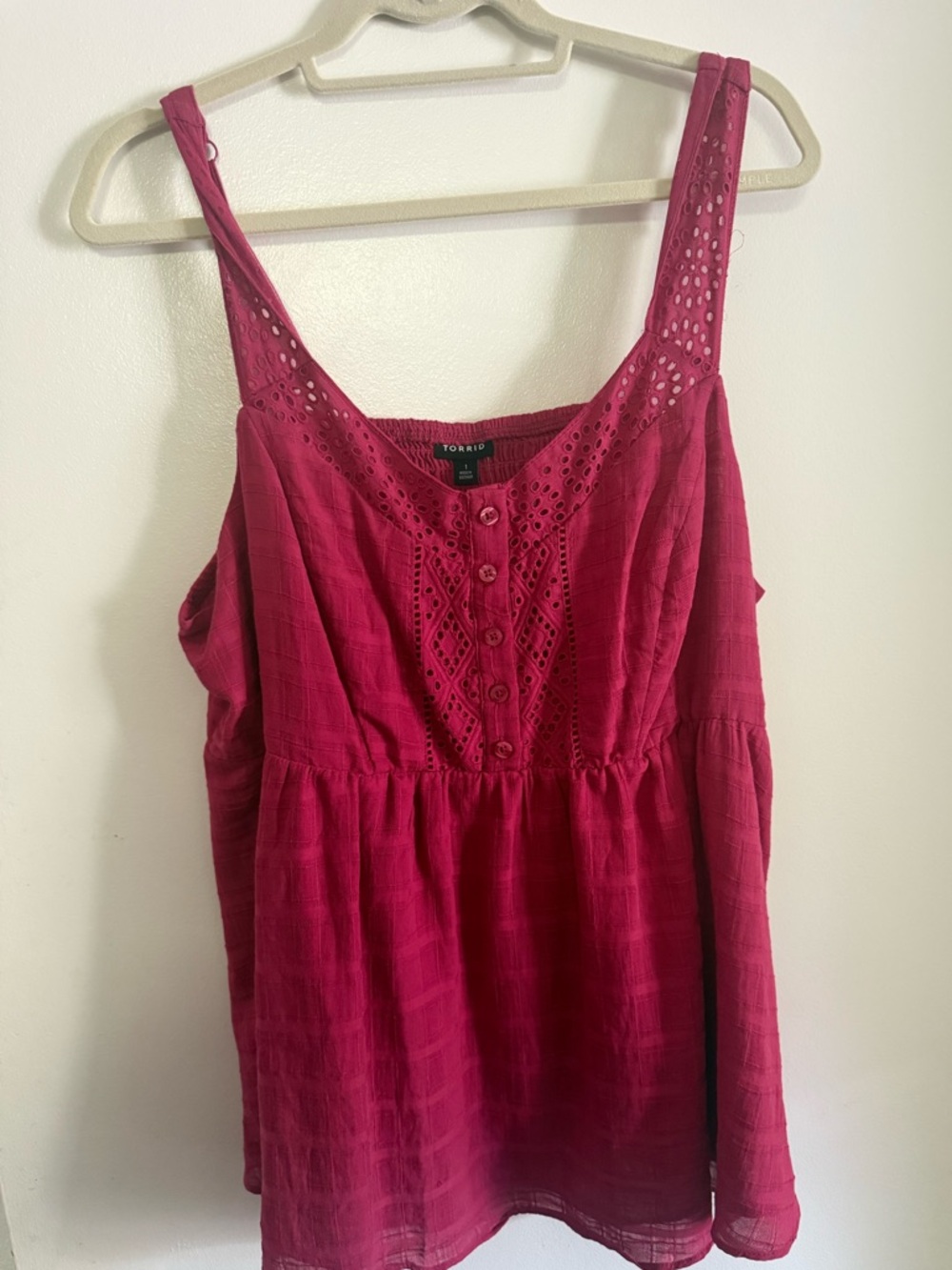 torrid fuchsia eyelet button-front camisole